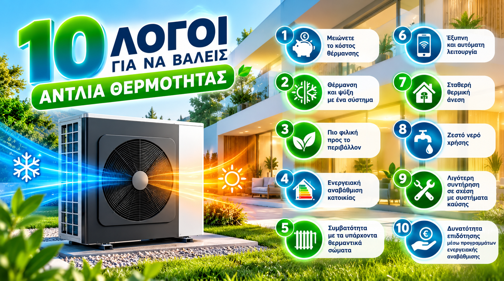 10 Λόγοι για να Εγκαταστήσετε Αντλία Θερμότητας στο Σπίτι σας